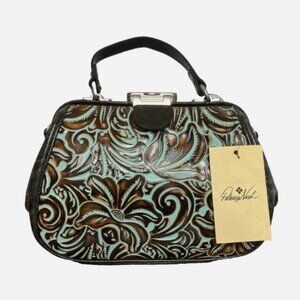 Patricia Nash Tooled Turquoise Gracchi Turquoise Satchel Handbag CB Purse NWT